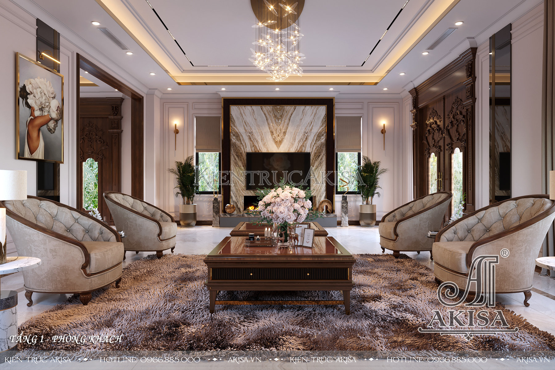 Mẫu thiết kế nội thất biệt thự phong cách luxury
